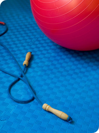 Medicine ball and skipping rope